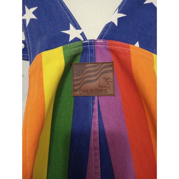 Chubbies Pride Flag Bib Shortalls Overalls NWT Colorful Festival Wear SZ M - Picture 5 of 10